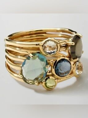 New Gold Plated Jeweled Cubic Zirconia Ring Size 6